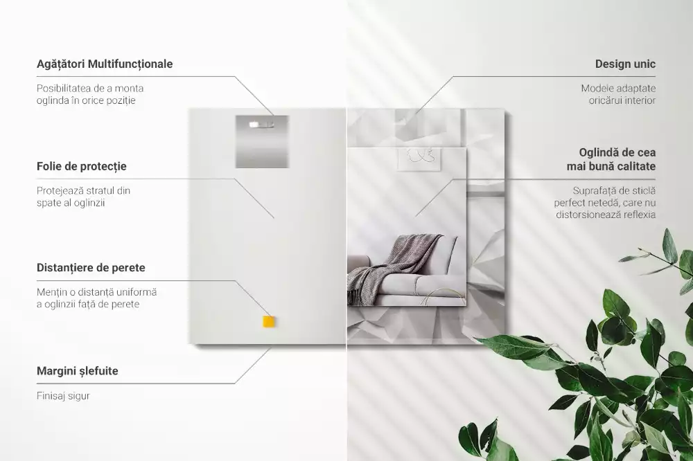 Miroir avec imprimé décoratif rectangulaire Formes géométriques abstraites