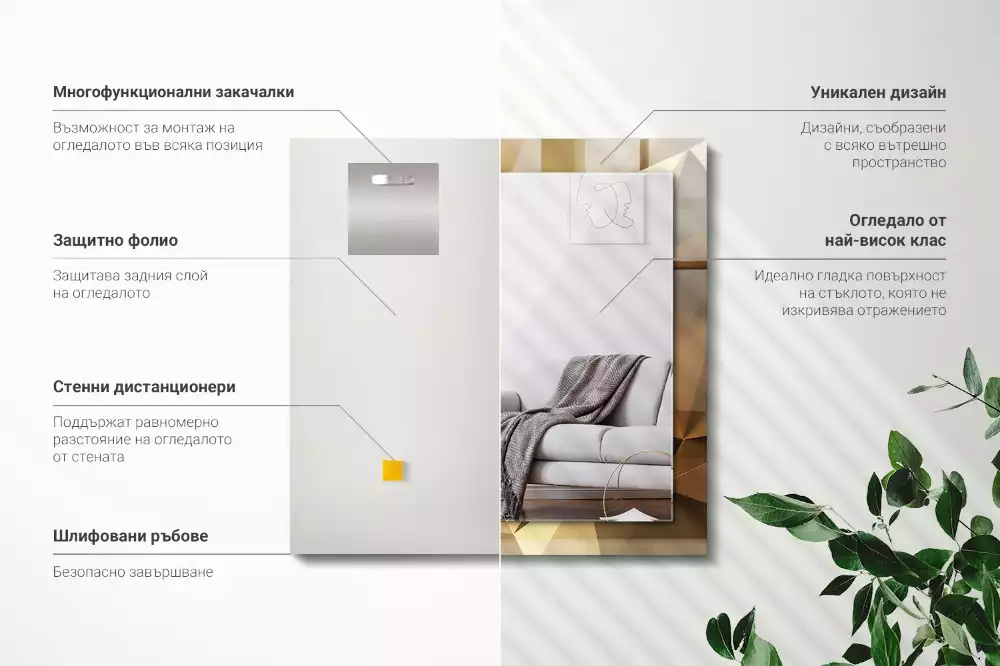 Miroir décoratif rectangulaire Formes géométriques