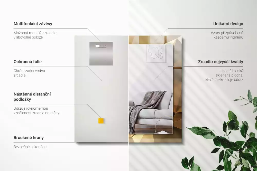 Miroir décoratif rectangulaire Formes géométriques