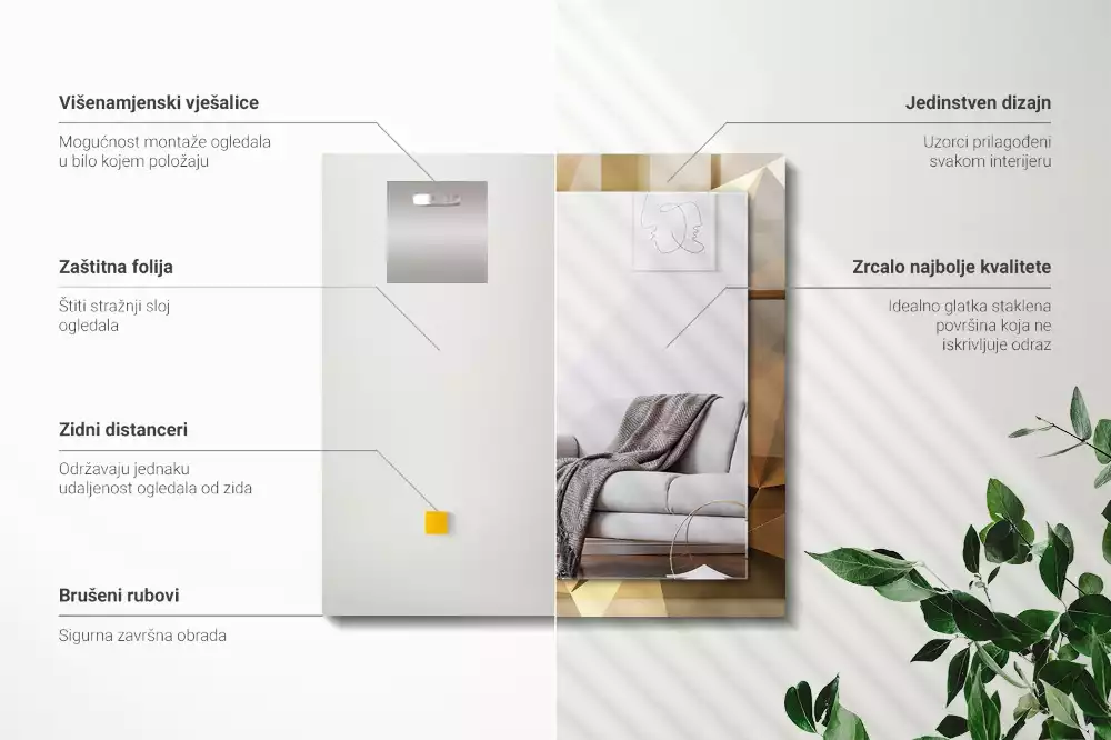 Miroir décoratif rectangulaire Formes géométriques