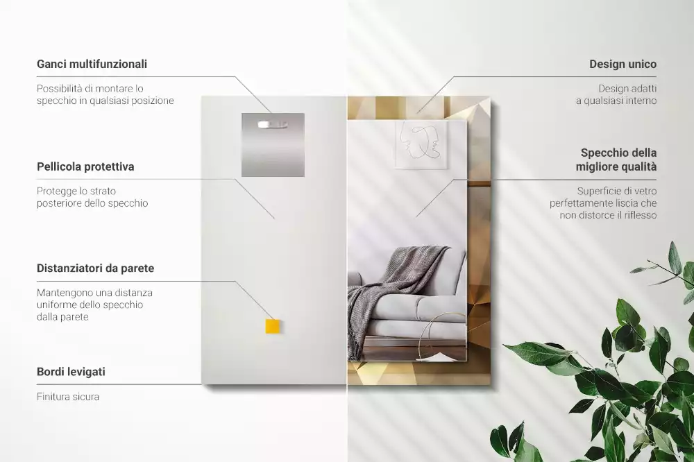 Miroir décoratif rectangulaire Formes géométriques