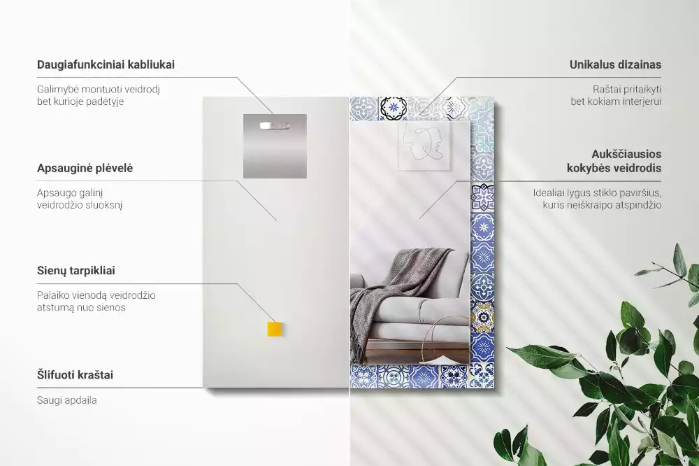 Miroir décoratif rectangulaire Motifs marocains