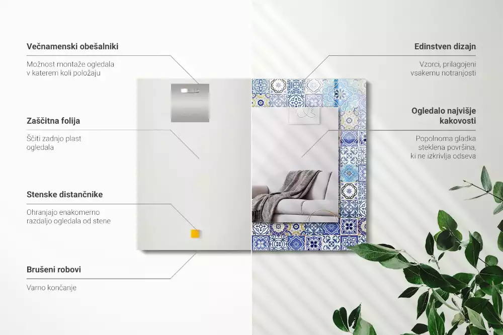 Miroir décoratif rectangulaire Motifs marocains