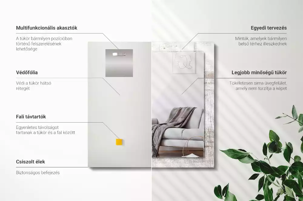 Miroir avec imprimé rectangulaire Bois ancien