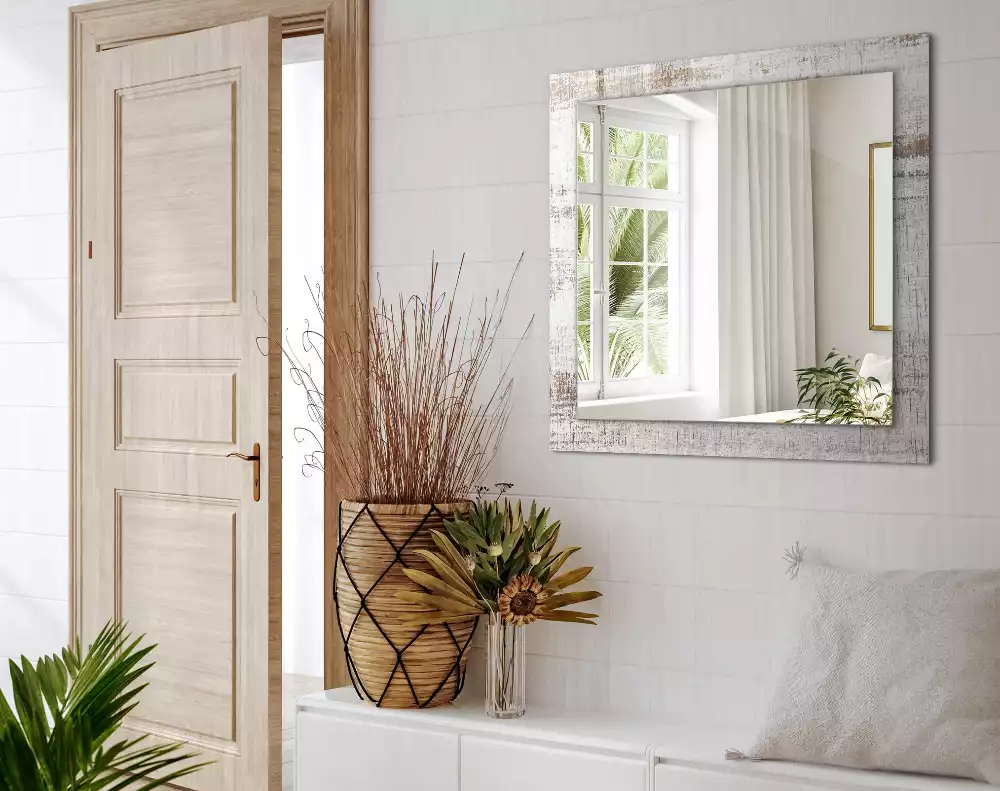 Miroir avec imprimé rectangulaire Bois ancien