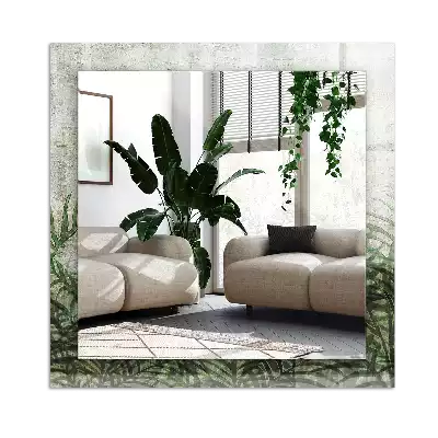 Miroir avec imprimé décoratif rectangulaire Feuilles de fougère vertes