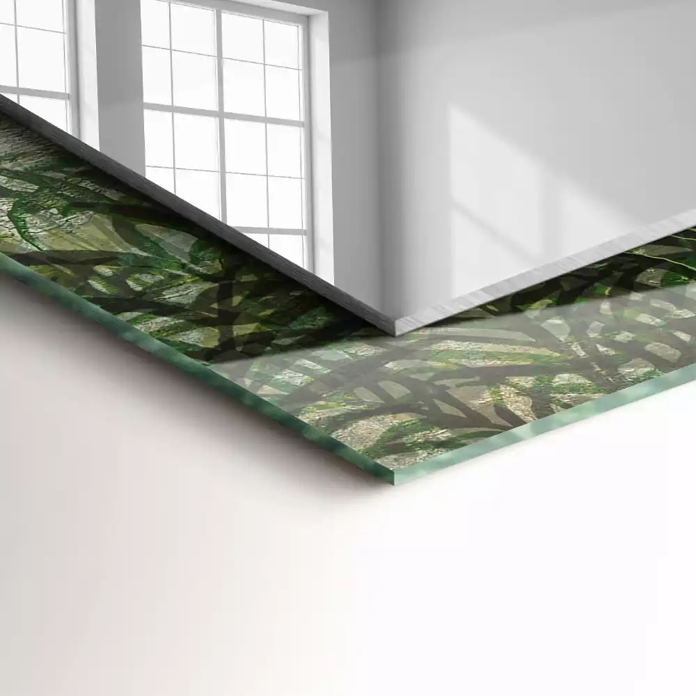 Miroir avec imprimé décoratif rectangulaire Feuilles de fougère vertes