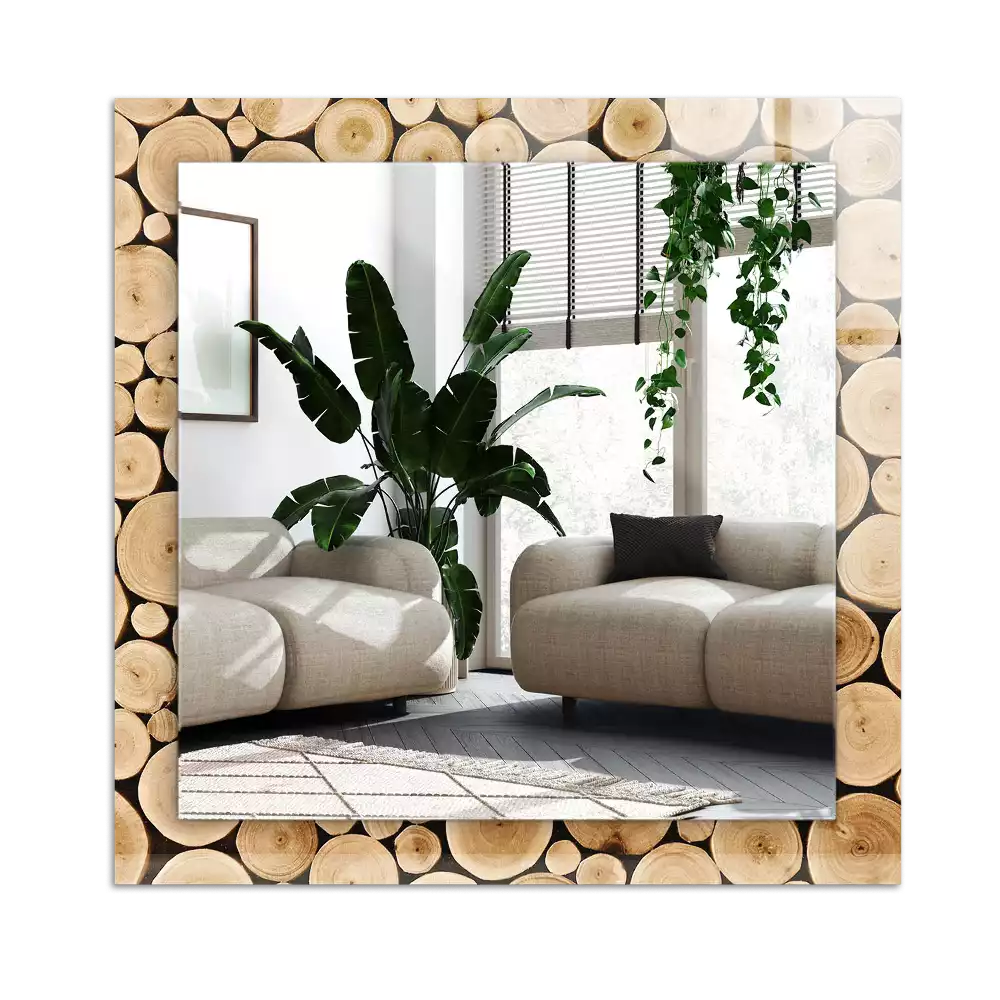 Miroir avec imprimé rectangulaire Coupes de troncs d'arbres