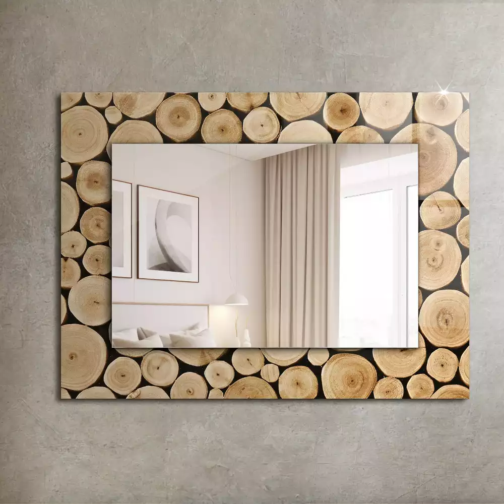 Miroir avec imprimé rectangulaire Coupes de troncs d'arbres