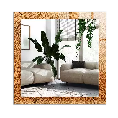 Miroir avec imprimé décoratif rectangulaire Coupe tronc cernes