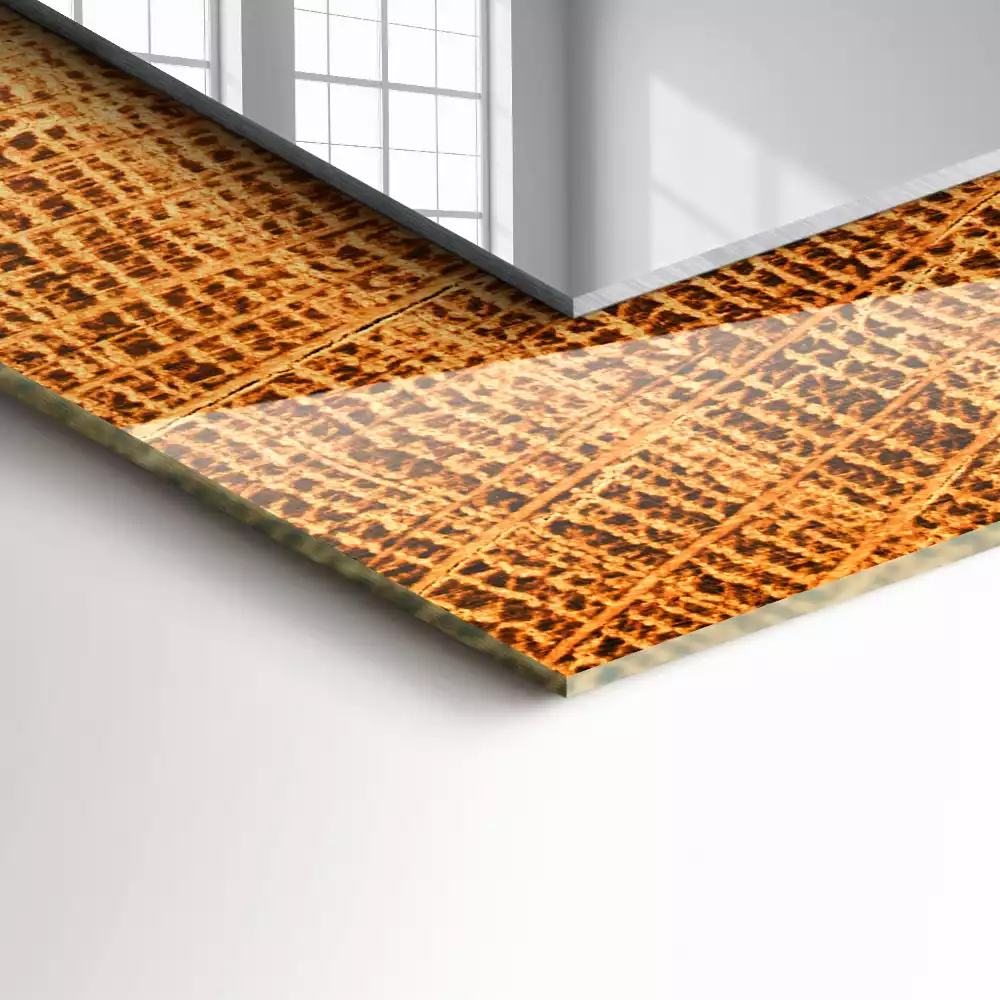 Miroir avec imprimé décoratif rectangulaire Coupe tronc cernes