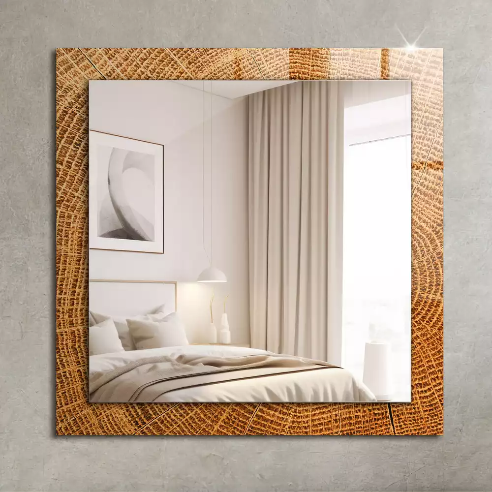 Miroir avec imprimé décoratif rectangulaire Coupe tronc cernes