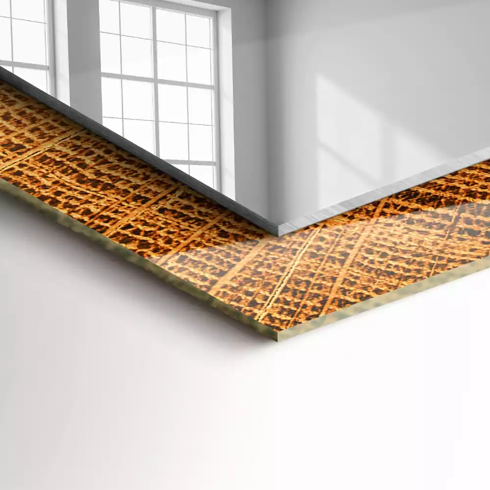 Miroir avec imprimé décoratif rectangulaire Coupe tronc cernes