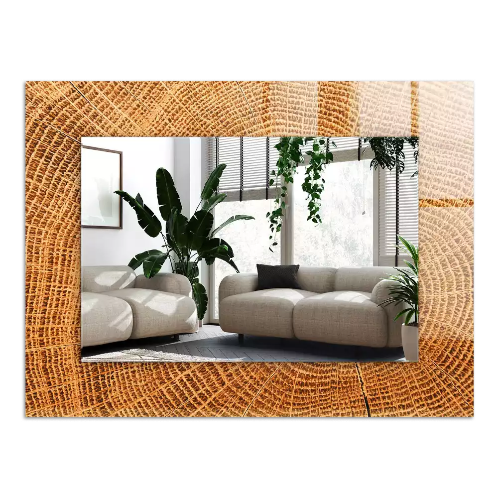 Miroir avec imprimé décoratif rectangulaire Coupe tronc cernes