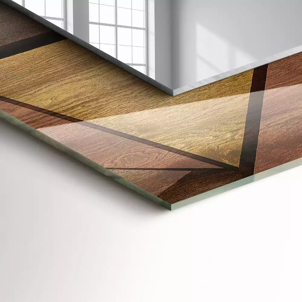 Miroir décoratif rectangulaire Motifs géométriques bois