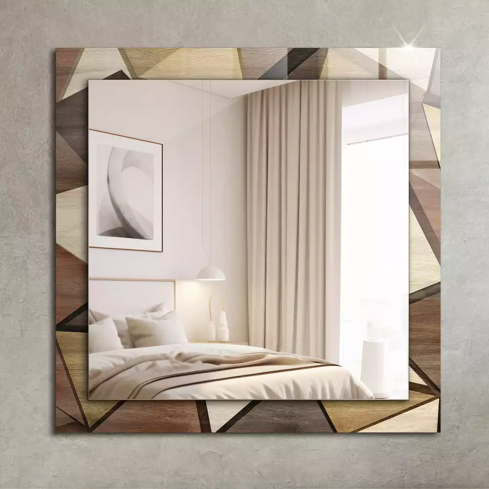 Miroir décoratif rectangulaire Motifs géométriques bois