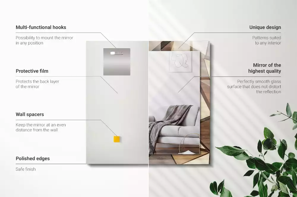 Miroir décoratif rectangulaire Motifs géométriques bois