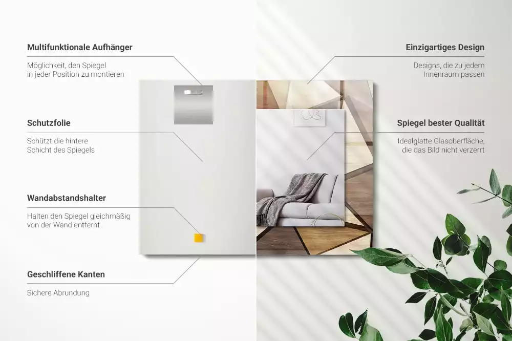 Miroir décoratif rectangulaire Motifs géométriques bois