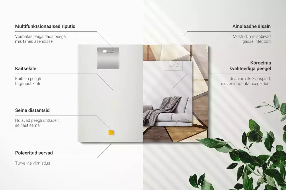 Miroir décoratif rectangulaire Motifs géométriques bois