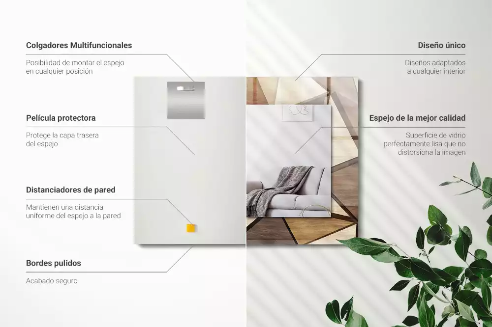 Miroir décoratif rectangulaire Motifs géométriques bois