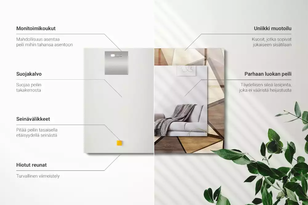 Miroir décoratif rectangulaire Motifs géométriques bois