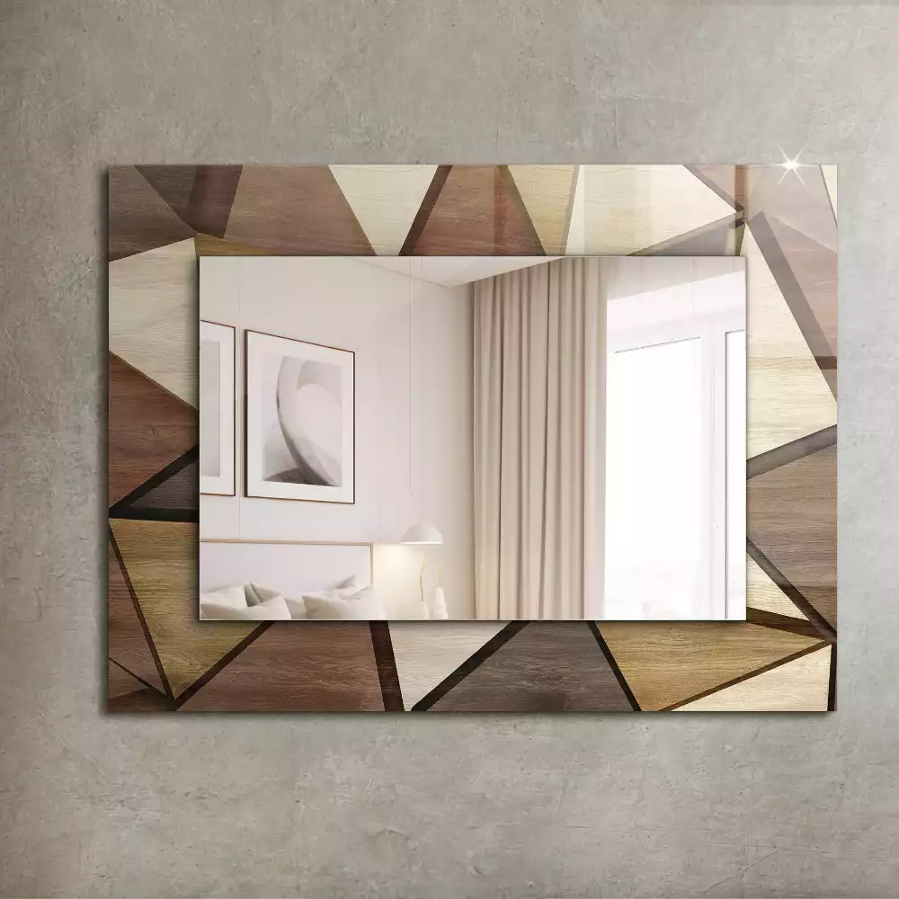 Miroir décoratif rectangulaire Motifs géométriques bois