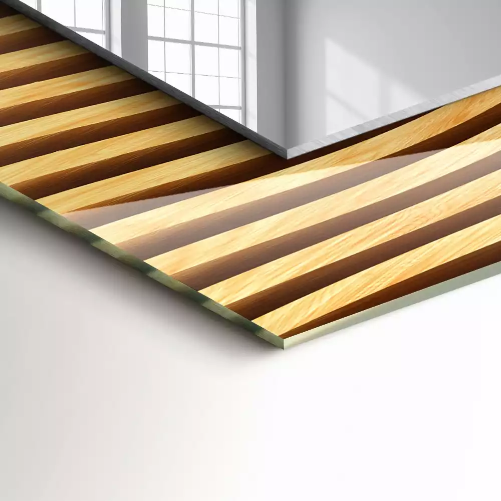 Miroir avec imprimé rectangulaire Vagues bois