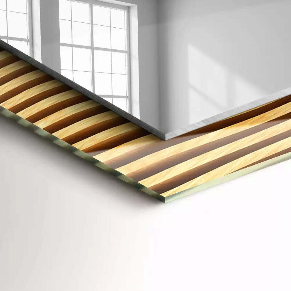 Miroir avec imprimé rectangulaire Vagues bois