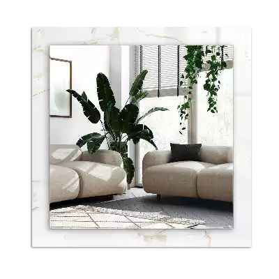 Miroir avec imprimé décoratif rectangulaire Motif marbre blanc