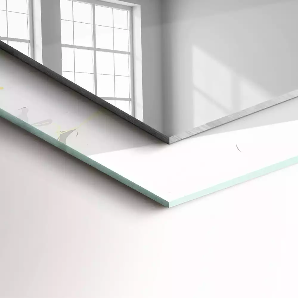 Miroir avec imprimé décoratif rectangulaire Motif marbre blanc