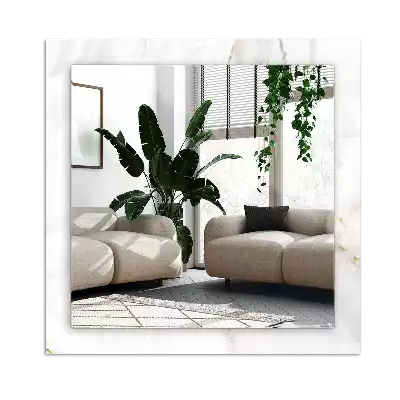 Miroir avec imprimé rectangulaire Motif marbre blanc