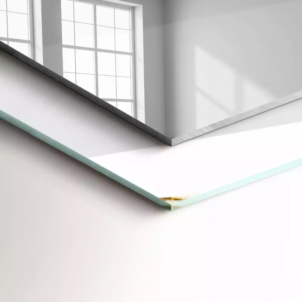 Miroir avec imprimé rectangulaire Motif marbre blanc