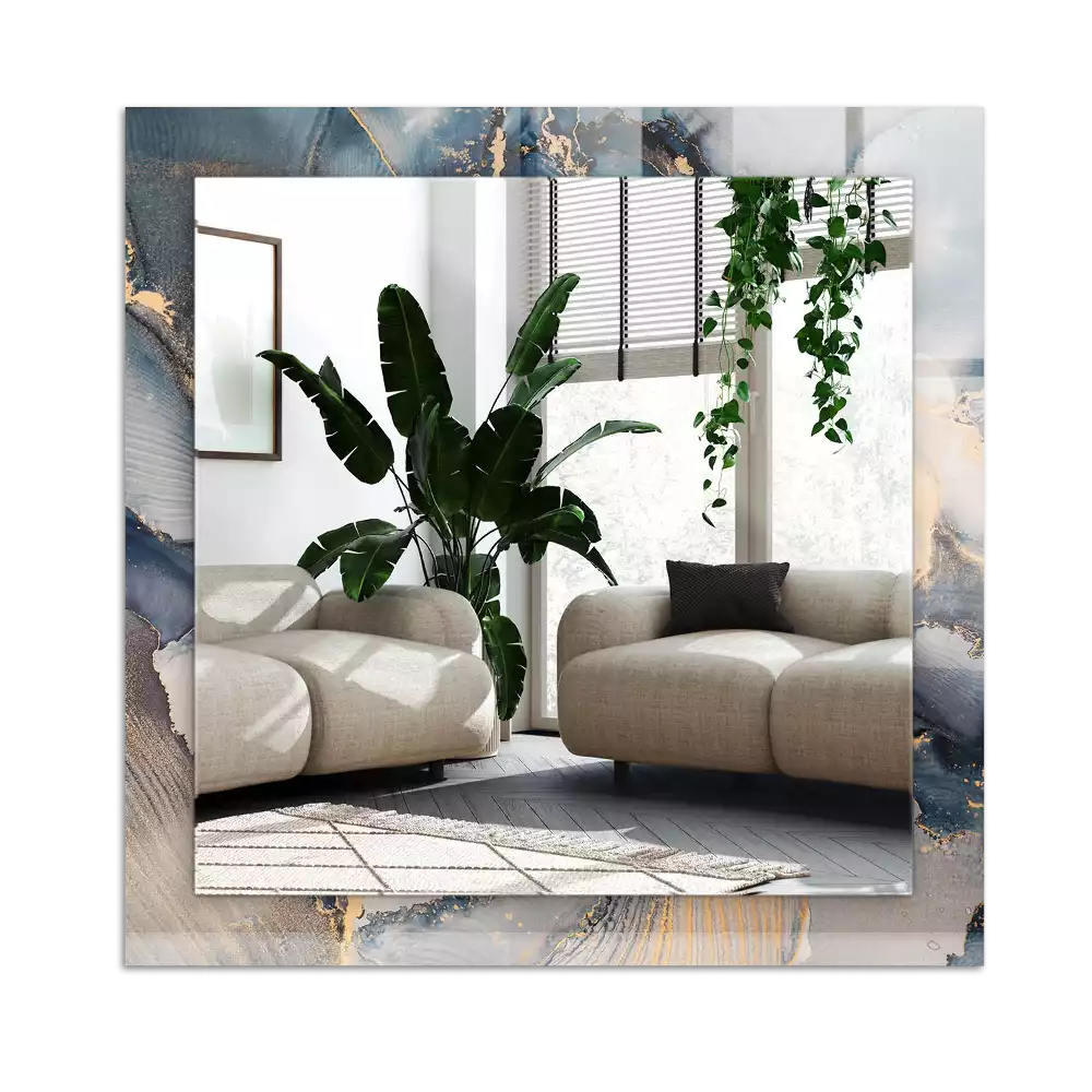 Miroir avec imprimé décoratif rectangulaire Art abstrait bleu