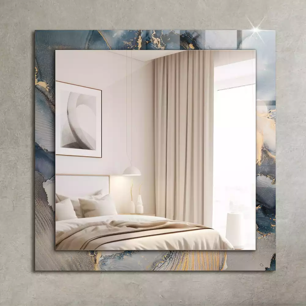 Miroir avec imprimé décoratif rectangulaire Art abstrait bleu