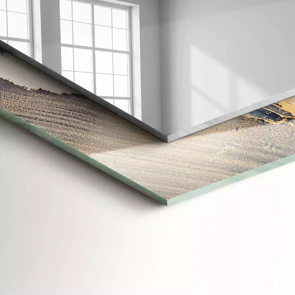 Miroir avec imprimé décoratif rectangulaire Art abstrait bleu