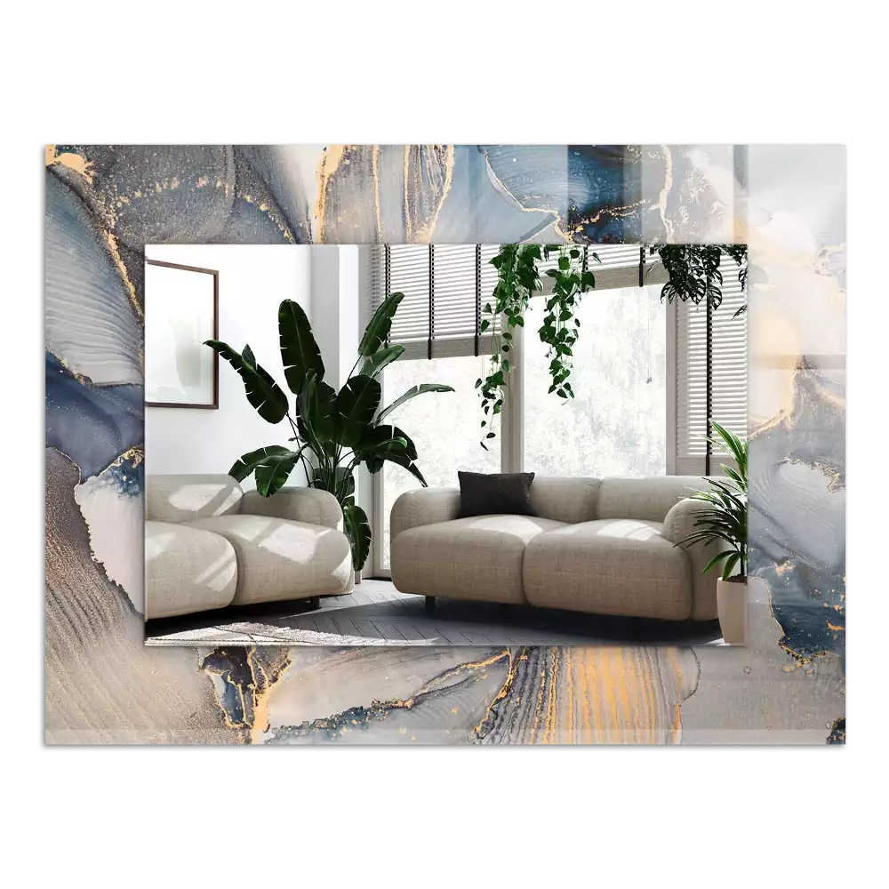 Miroir avec imprimé décoratif rectangulaire Art abstrait bleu