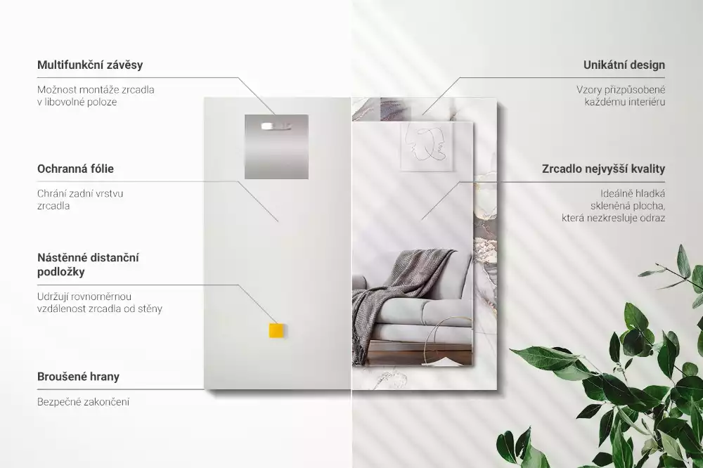 Miroir décoratif rectangulaire Art abstrait marbre