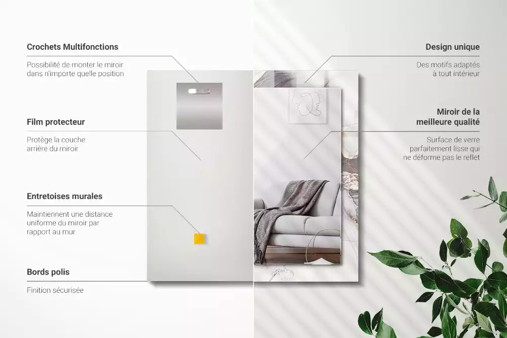 Miroir décoratif rectangulaire Art abstrait marbre