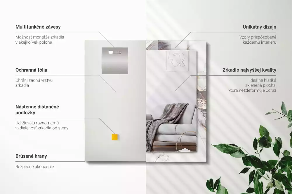 Miroir décoratif rectangulaire Art abstrait marbre