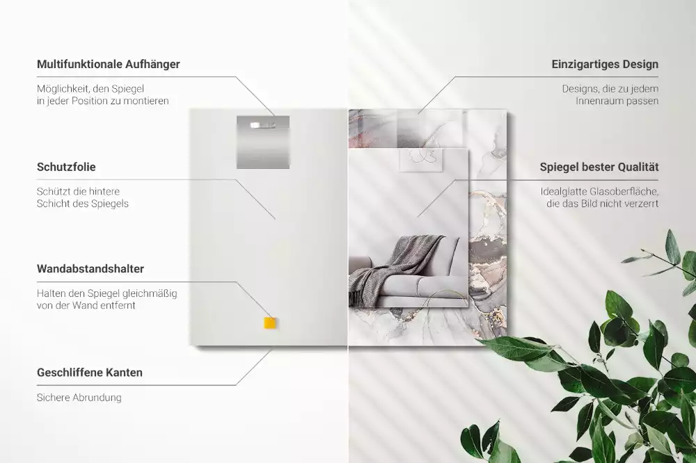 Miroir décoratif rectangulaire Art abstrait marbre