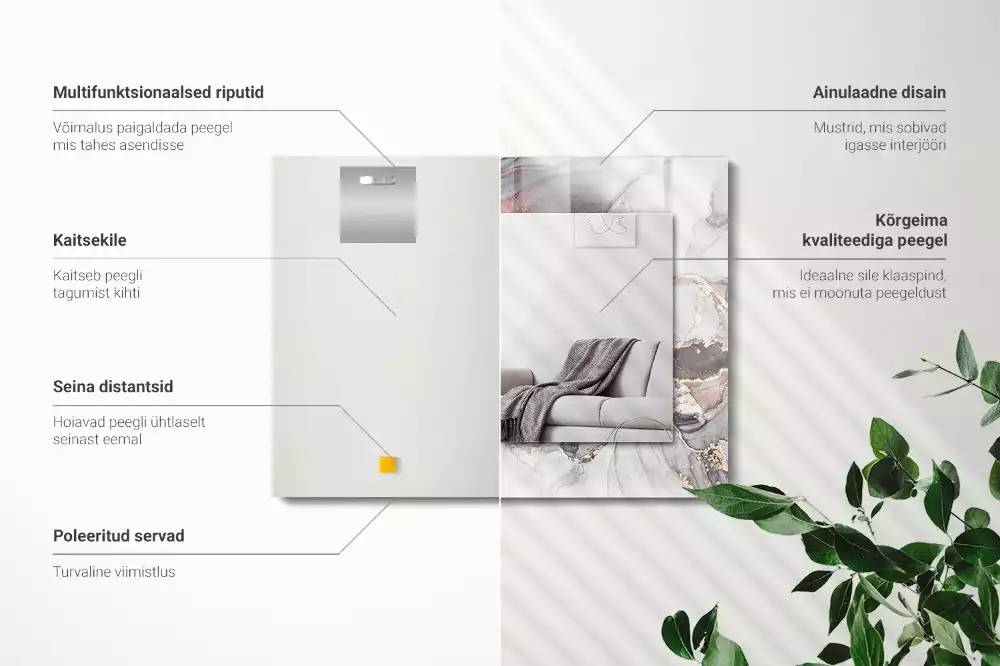 Miroir décoratif rectangulaire Art abstrait marbre