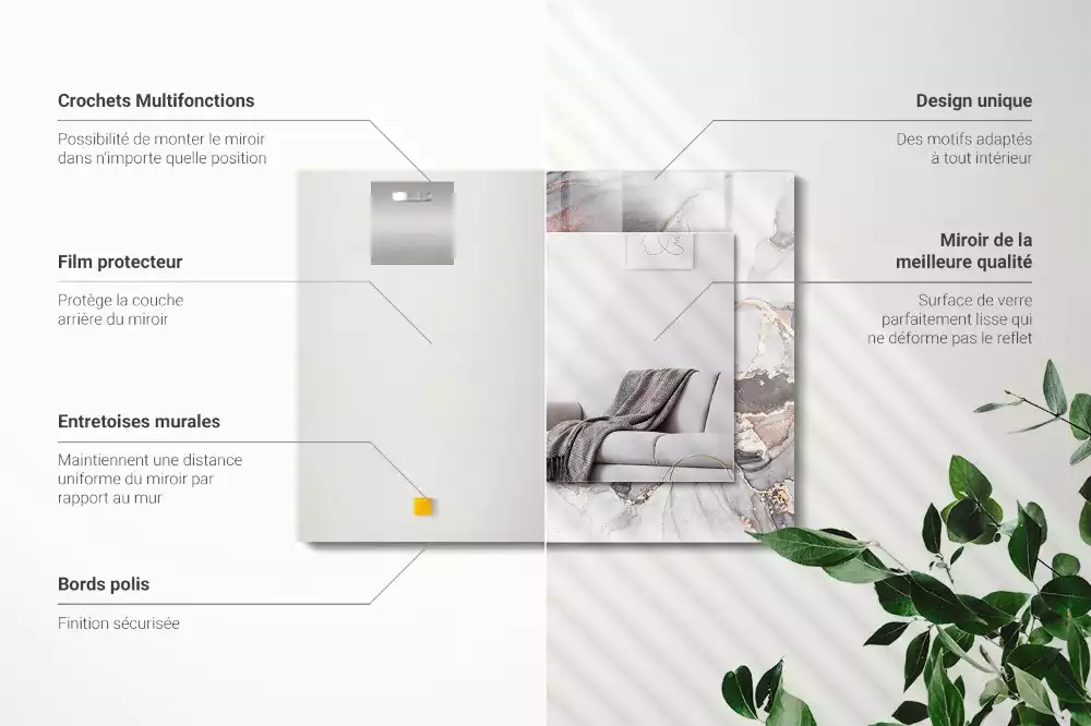 Miroir décoratif rectangulaire Art abstrait marbre