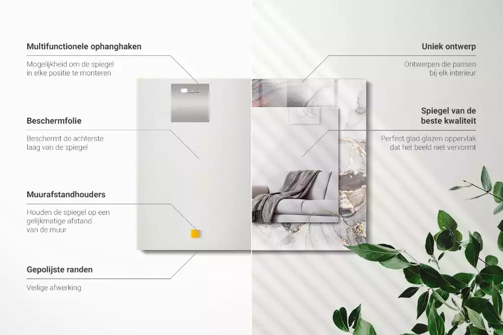 Miroir décoratif rectangulaire Art abstrait marbre