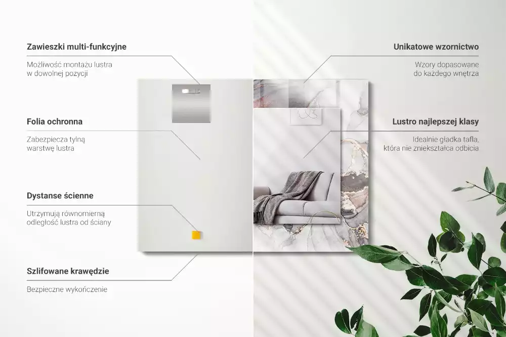 Miroir décoratif rectangulaire Art abstrait marbre