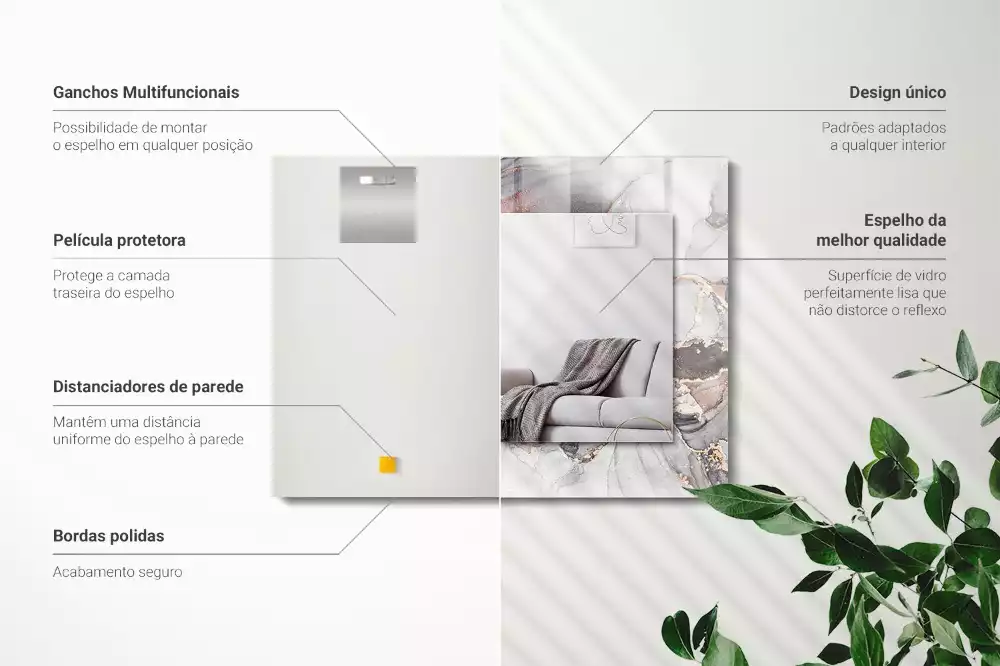 Miroir décoratif rectangulaire Art abstrait marbre