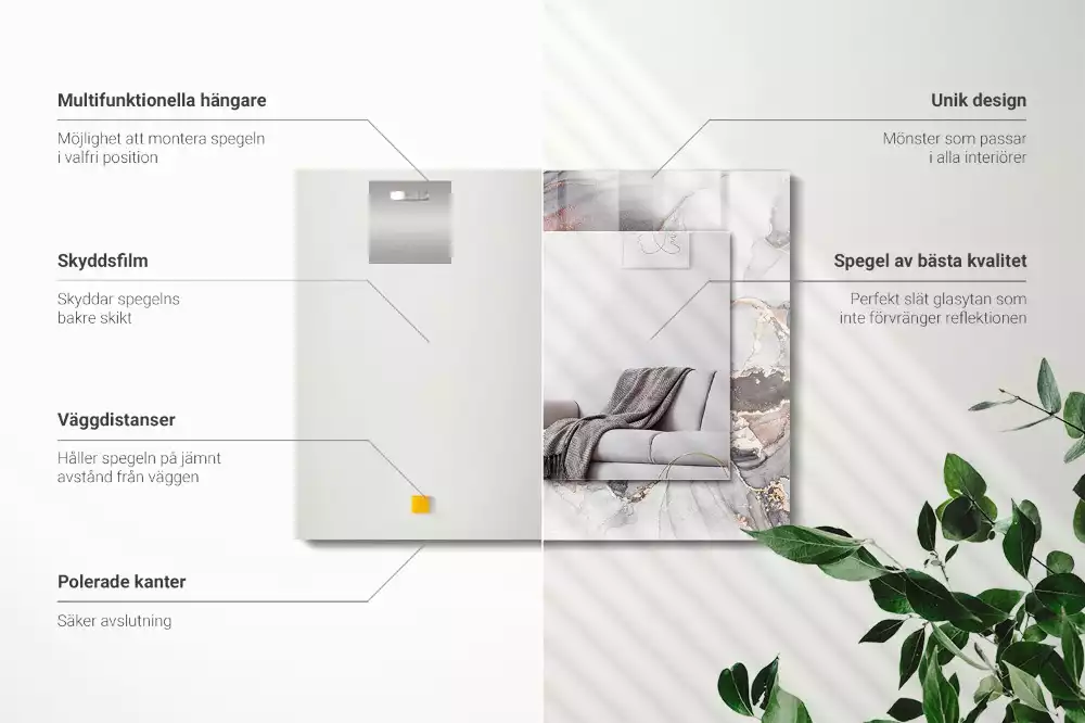 Miroir décoratif rectangulaire Art abstrait marbre