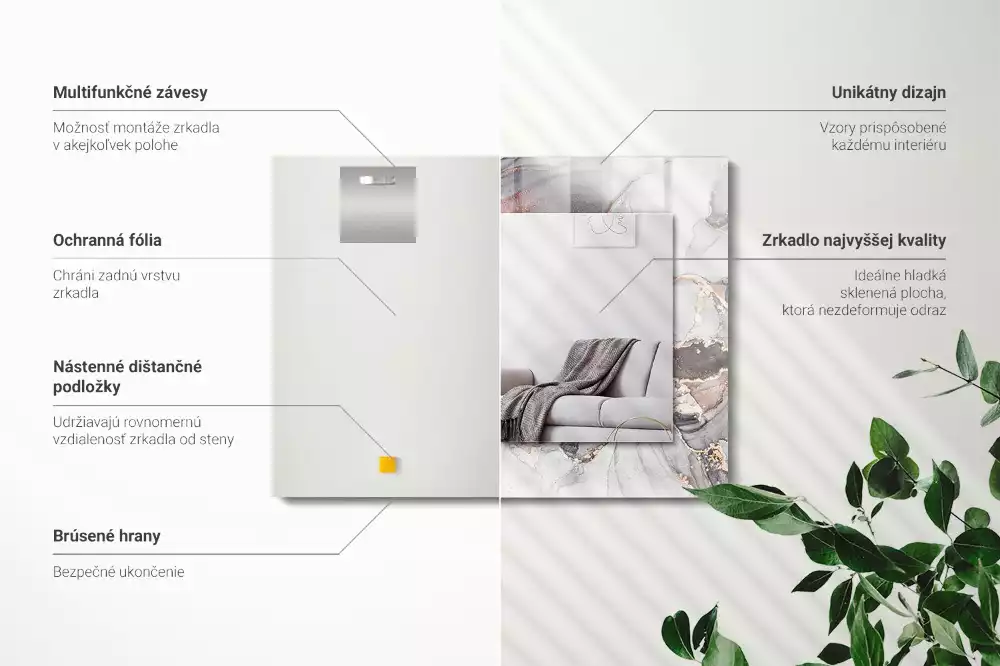 Miroir décoratif rectangulaire Art abstrait marbre