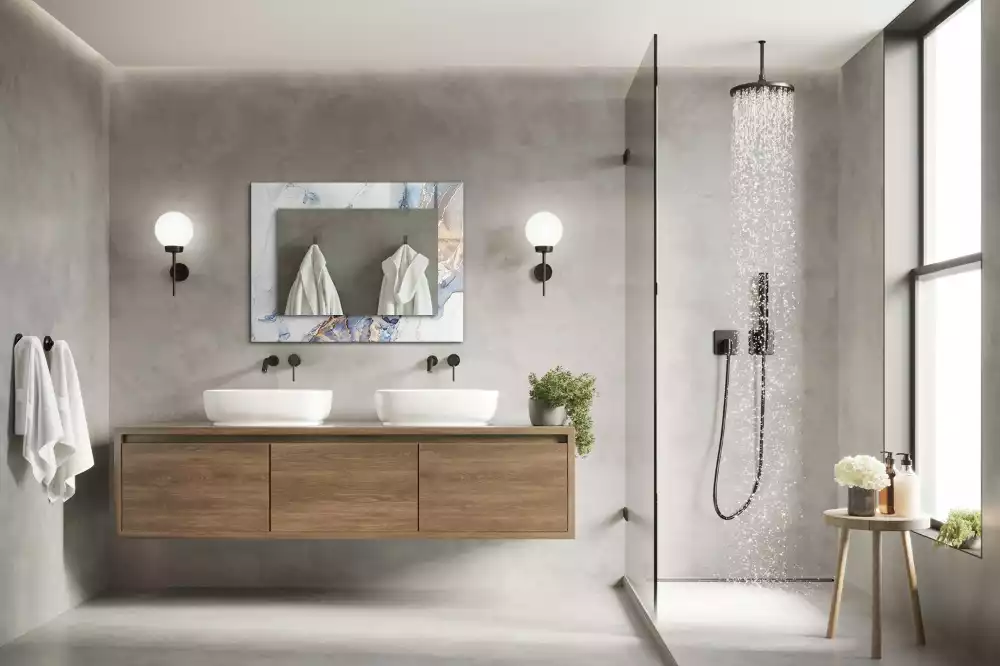 Miroir avec imprimé rectangulaire Art abstrait marbre