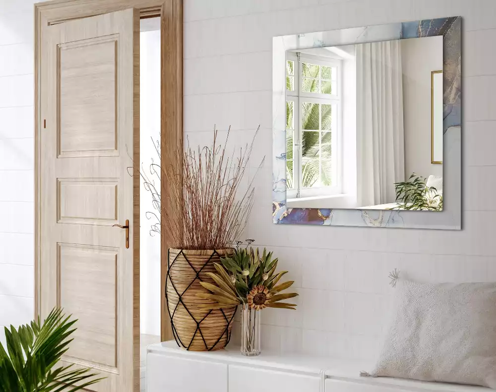 Miroir avec imprimé rectangulaire Art abstrait marbre