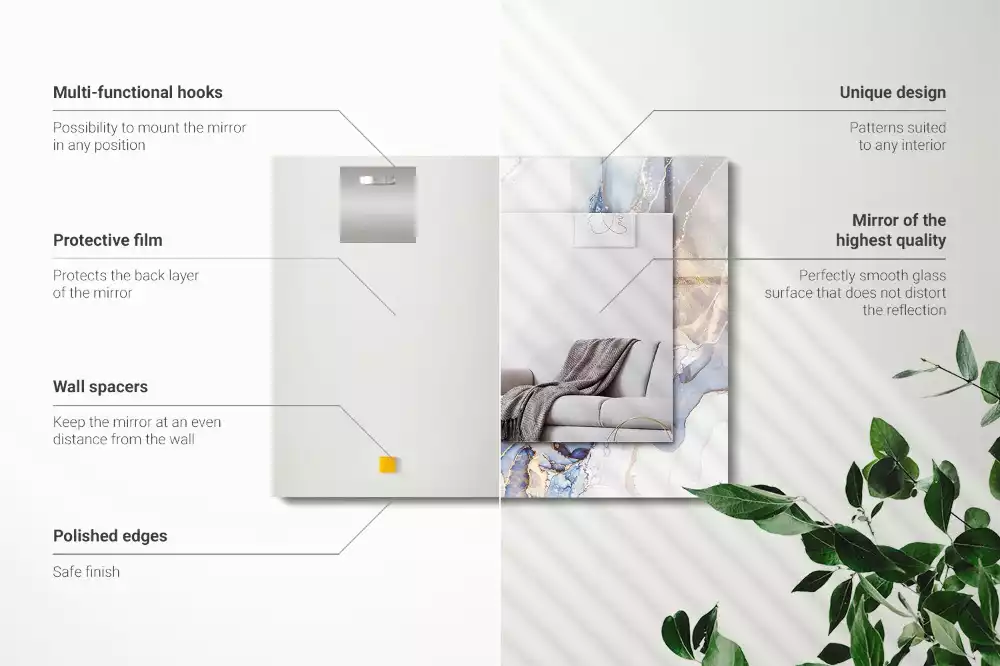 Miroir avec imprimé rectangulaire Art abstrait marbre